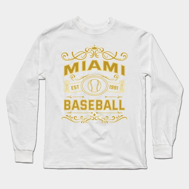 Vintage Miami Baseball Long Sleeve T-Shirt by carlesclan